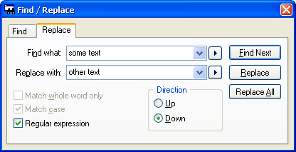 Find/Replace dialog in Visual Comparer